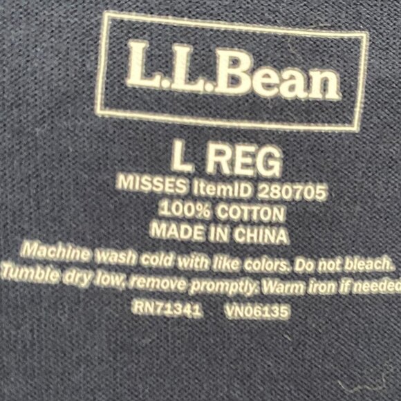 L.L. Bean Cotton 2 Button Blazer Misses Large Regular Navy Blue with Pockets - Picture 4 of 5